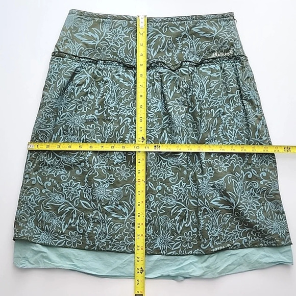 Element Skirt Blue  Floral Print Taupe Lined 100% Cotton Lightweight Size Large - Picture 11 of 11